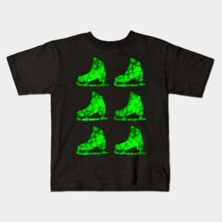 Watercolor Figure Skates (Green) Kids T-Shirt